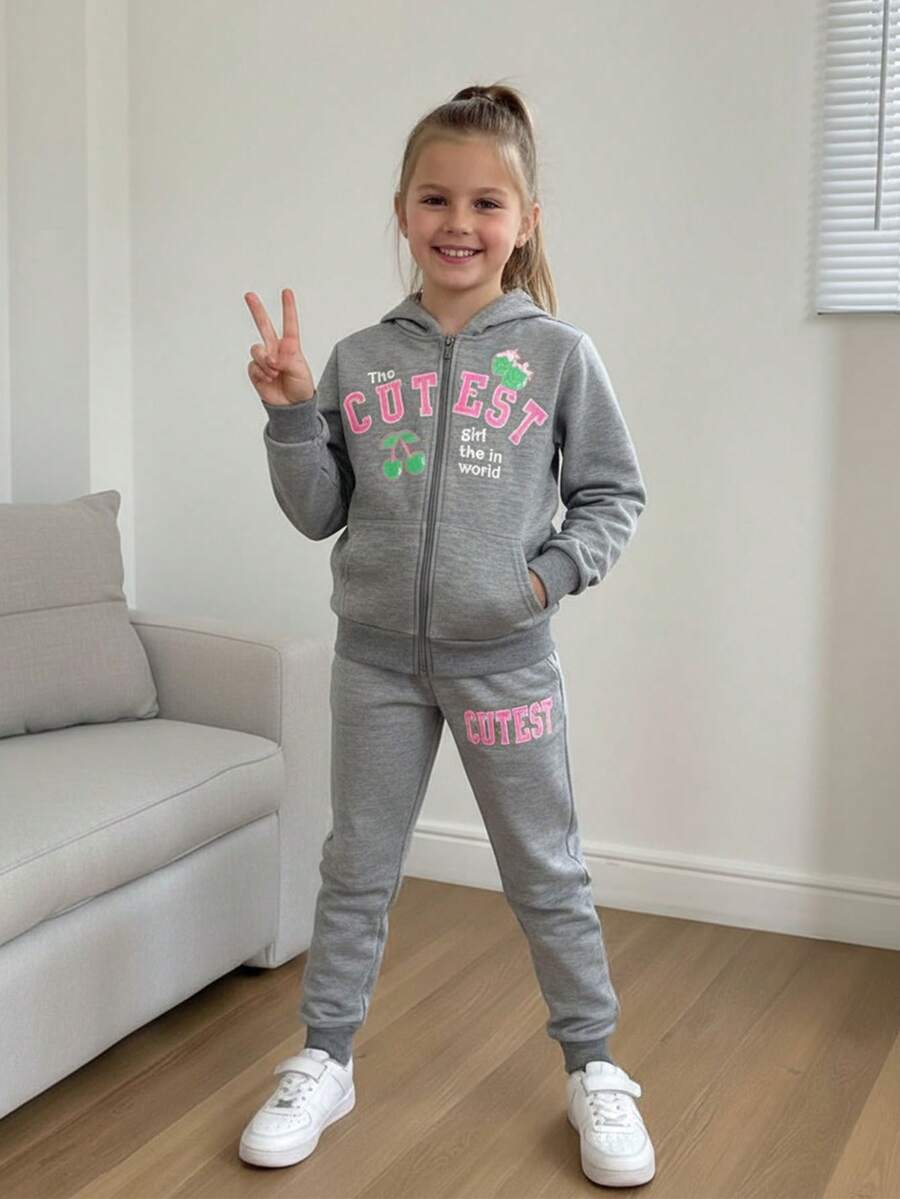 Conjunto Con Pants Deportivos Para Niña Estilo Casual - Gris - Ver 1