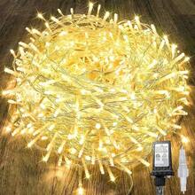 240 LED 88 pies Luces de cadena conectables para interiores y exteriores, luces blancas cálidas con efecto de parpadeo, con temporizador, para dormitorio, aula, boda, árbol, patio y decoración - Luz blanca cálida + 240 LED (paquete de 2) - Ver 1