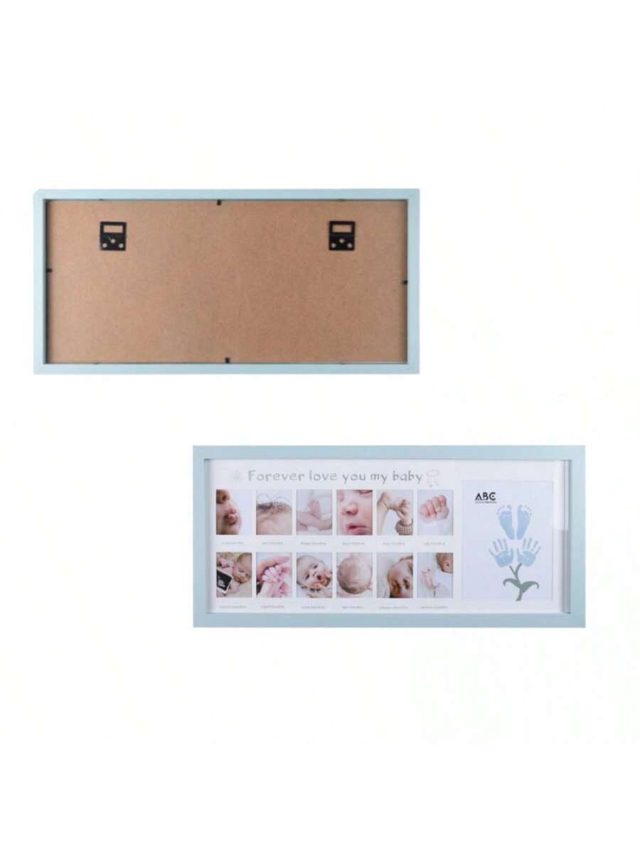 Marco de fotos con forma de huella, cartulina azul, marco azul