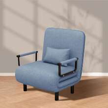 La silla cama convertible 3 en 1 puede ser utilizada en todas las cuatro estaciones, con un respaldo ajustable en cinco posiciones y soporte lumbar, junto con cuatro patas metálicas ocultas. Es adecuada como sofá cama plegable para salas de estar y oficinas en casa. - Azul - Ver 4