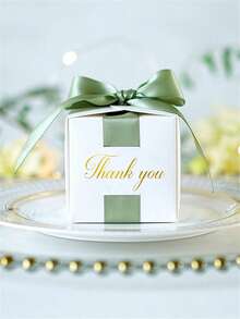 50 Stücke Hochzeitsbevorzugungen Geschenkbox Souvenirs Geschenkbox mit Schleife Süßigkeitenboxen für Geburtstags-Event Party Zubehör