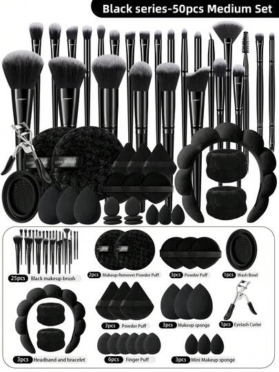 25/50pcs Makeup Brush Set, Includes Eye Shadow Brush, Eyebrow Brush, Foundation Brush, Powder Brush, Blush Brush, Concealer Brush And Highlighter Brush. Made Of Ultra-Soft Synthetic Fibers, Suitable For Daily Facial Makeup. Makeup Brush Set, Makeup Brush Set, Makeup Brush Set, Complete Makeup Tools, Makeup Brush Set, Complete Makeup Tools, Makeup Brush Set, Makeup Brush Set, Makeup Gift Set