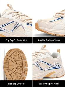 CAMEL CROWN 女士运动慢跑全地形鞋，春夏季慢跑透气休闲登山鞋 - 象牙白/遠山藍 - 查看 4