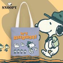 1PC Snoopy Anime Ins Small Fresh Canvas Bag Women's Single Shoulder Simple Student Classroom Bag, Cute Design, Portable Storage, Suitable For Daily Use And Travel, Suitable As A Gift For Friends (Style Random)