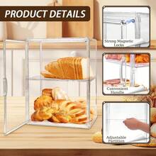 Panera acrílica, almacenamiento de pan transparente, 2 capas ajustable, material para mascotas de calidad alimentaria, también adecuado para manualidades, cajas ciegas - Estilo A - Ver 3