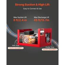 Fuel Transfer Pump 110V, 16 GPM 60 L/Min, AC Electric Oil Transfer Pump For NKerosene Biodiesel, With Meter, Auto Fuel Nozzle & 2 Hoses, 45 Ft/13.7 M Lift, For Vehicles, Construction Sites - 60L/min Flow Meter Set - View 3