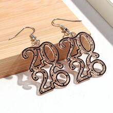 一对亚克力2026数字吊坠耳环，时尚首饰，女士派对佩戴礼物，新年饰品 - 耳環 - 查看 14