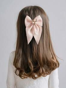 10pcs Girls Pearl Rhinestone Fabric Bow Hair Clips, Minimalist Side Bangs Clips, Alligator Hair Clips, Back To School Hair Accessories, Suitable For Daily Use - Multicolor - View 2