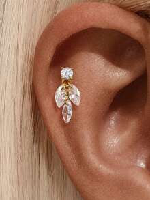 1 pieza Pendientes de botón planos de plata de ley 925, pendientes para perforación de cartílago de la oreja de baja alergia para mujeres, pendientes de cartílago de oreja/nariz chapados en oro de 18K, aptos para uso diario - Dorado - Ver 9