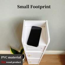 1 cái giá đựng giấy vệ sinh đứng độc lập, loại hẹp, có thể gắn vào cửa tủ, giá để đồ dùng nhà tắm nhỏ gọn, phù hợp với không gian hẹp và góc phòng. - trắng - Xem 6