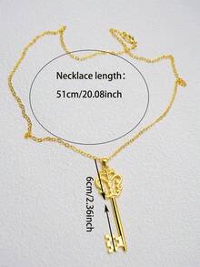 1 pieza Nuevo collar con colgante de llave minimalista y hueco de moda - Dorado - Ver 4