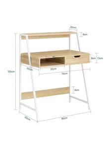 SoBuy FWT63-N Mesa de Escritorio Mesa de Ordenador con 2 cajones y 1 Estante L81 cm x P50cm x H100cm ES Mesa Escritorio Silla de Oficina Muebles de Oficina en Casa, Mobiliario de estudio Caqui estilo nórdico, estilo sencillo Metal 76x50x75 cm - Marrón - Ver 3