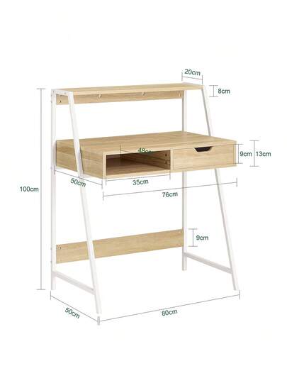 SoBuy FWT63 N, Home Office Tafel Bureau Computer Workstation Storage Shelf view 3