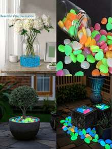 1000 peças/500 peças/300 peças/100 peças/20 peças Pedras de Resina, Pedras que Brilham no Escuro, Acessórios de Decoração de Jardim, Decoração de Paisagem em Miniatura para Aquário de Peixes, Decoração para Quintal, Jardim, Pátio, Kit, Pedras de Jardim para Caminho e Decoração de Quintal, Pedras Brilhantes DIY, Adequado para Decoração Externa, Jardim, Gramado, Pátio, Aquário, Caminho, Tanque de Peixes, Decoração de Casamento, DIY - Multicolorido - Visão 6