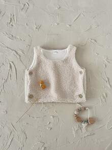 Baby Girls Casual Thermal Lined Thick Vest, Apricot Color, For Autumn/Winter - Apricot - View 8