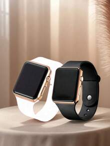 2 件时尚简约 LED 数字显示方形电子手表，适合年轻学生，适合日常生活，是学校、聚会、旅行的必备品，也是送给朋友、生日、节日和毕业季的完美礼物。送礼的理想之选 - 彩色 - 查看 2