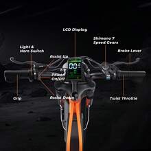 Electric Bike For Adults, 750W Motor 50KMH, 48V 16Ah Battery, 20" Fat Tire Full Suspension Mountain Bicycle, 7 Speed Ebikes - 橘色 - 查看 4