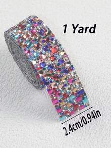 1Yards Glitter Crystal Rhinestone Ribbon, Polychrome Glass Gems Rhinestone Tape For Room Decoration DIY Crafts,Crystal Trim Self Adhesive, Diamond Ribbon Sticker For Sparkling Rhinestones Used For , Fabrics, Cars, Clothing, Bottles, Cakes, Mobile Phones, Birthdays, Wedding Home Decorationdecorations - Multicolor - View 13