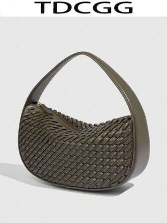 1 件 PU 皮革编织包，简约现代风格小手提包，新款时尚百搭单肩包，适合日常使用