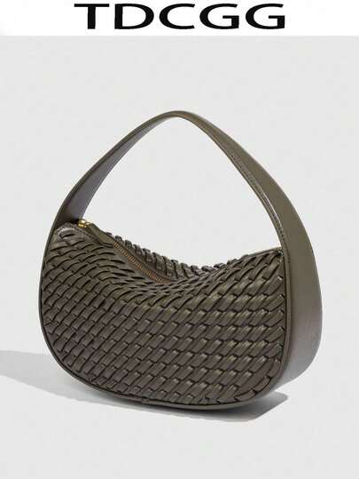 1 件 PU 皮革编织包，简约现代风格小手提包，新款时尚百搭单肩包，适合日常使用