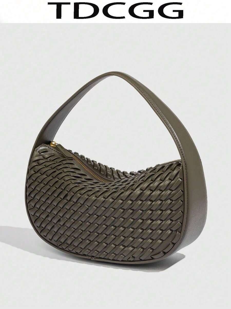 1 件 PU 皮革编织包，简约现代风格小手提包，新款时尚百搭单肩包，适合日常使用 - 綠色 - 查看 1