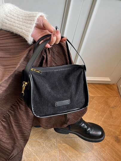 时尚撞色复古女士单肩手提包