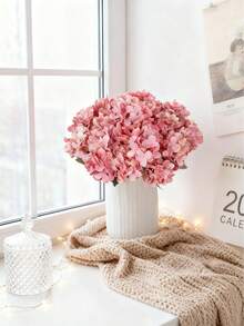 1/80 Bouquet Artificial Hydrangea Flowers, Suitable For Valentine's Day Gift, Birthday Party Decor, Wedding Flower Basket, Bridal Bouquet, Home Decor, Restaurant, Bedroom, Windowsill, Vase Decor, New Year Decor, Outdoor Garden - Hot Pink - View 4