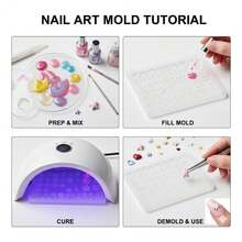 1个3D美甲硅胶打印模具，美甲工具，多功能美甲硅胶模具，五角星、心形和星形图案设计，适合日常美甲趣味图案装饰，打造精致美甲，理想礼物 - 彩色 - 查看 5