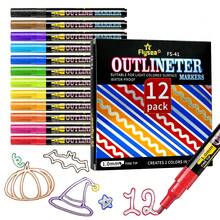 1pc 8/12/24 Colors Double-Line Outline Pen, Waterproof Quick-Dry Cartoon Children's Glitter Colored Pens, Dual-Color Fluorescent Highlighter Metallic Marker Pens For Painting, Cardmaking, Crafts | Art Supplies | Ideal For Canvas, Rock Painting, Wood, DIY Handicrafts, Inspiring Imagination And Creativity - Double-ended Outline Pen - View 10