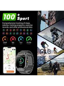 Hwagol KR82 650 MAh 2.01-Inch HD Display Black And Silver Men's Electronic Watch, Men's Smartwatch, Supports Wireless Calls, GPS Location And Tracking, Multiple Sports Modes, Health Monitoring, Suitable For Daily Use, Office, Fitness And Sports. Men's Watch, Women's Watch, Christmas Gift. It Comes With Two Different Strap Materials And Is Therefore Suitable For Various Wearing Situations. - màu đen - Xem 5