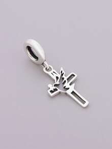 HuooNew 1pc Elegant 925 Sterling Silver Christian Cross & Pendant Bead, DIY Suitable For Banquet And Party - Silver - View 3