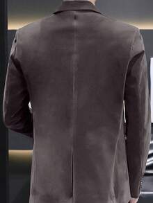 Men's Lapel NeckLong Sleeve Single-Breasted Casual Suit Jacket - Grey - View 3