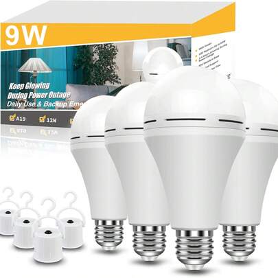 Emergency-Rechargeable-Light-Bulb, Stay Lights Up When Power Failure, 1200mAh15W 80W Equivalent LED Light Bulbs For Home, Camping, Tent (Soft Warm)