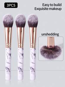 1支/3支装软毛腮红刷、散粉刷、轮廓刷、遮瑕刷、定妆刷，多功能化妆刷套装，适合初学者，可用于粉底、遮瑕、腮红、修容、古铜粉等多种用途。 - 彩色 - 查看 3