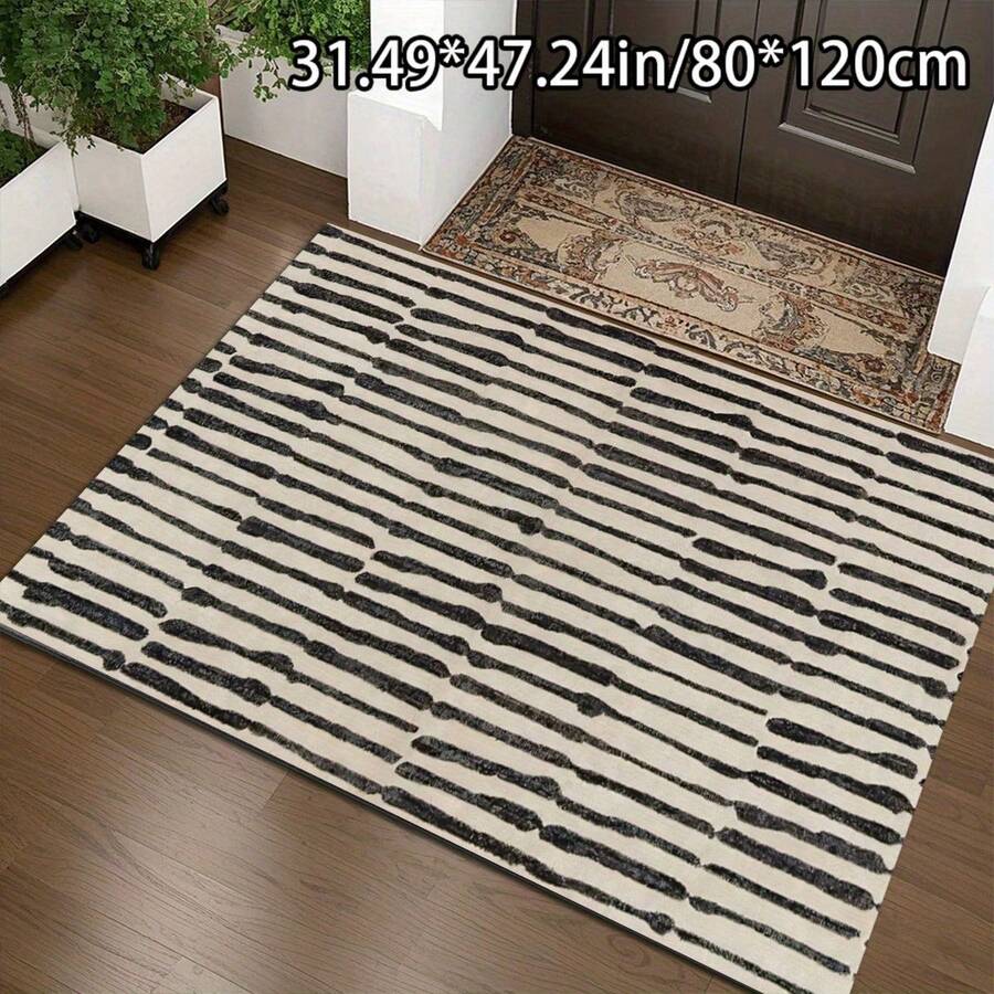 Soft Plush Home Decor Vertical Striped Simple Texture Pattern Versatile Decorative Style, Suitable For Living Room Carpet, Sofa Cushion, Doormat, Bedroom Carpet, Outdoor Carpet, Shopping Mall, Coffee Shop, And More - Nhiều màu - Xem 1