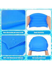 كاب سباحة سيليكون أحادي اللون عالمي للرجال والنساء، لا يضيق على الرأس، مقاوم للماء، ناعم، يحمي الأذنين، قابل للتنفس، له مرونة ومناسب للشعر الطويل، كاب سباحة مصمم خصيصًا للتدريب على السباحة - متعدد الألوان - مشاهدة 6