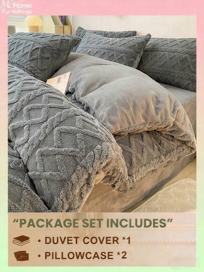 3pcs Bedding Set - 1 Duvet Cover & 2 Pillow Shams, Soft & Cozy Home Textile, Multiple Colors, Simple & Fashionable Decor For Bedroom, Dorm, Machine Washable, No Filler - Plush Faux Fur/Fleece Duvet Cover Set, Twin/Full/King/Queen Size, Back To School