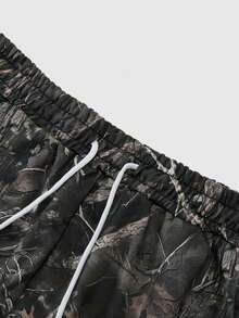Y2K Streetwear Camouflage Print Wide Leg Pants - Unisex Gothic Letter Graphic Loose Casual Trousers - Màu xanh lá cây đậm - Xem 5
