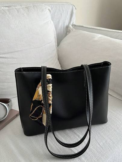 复古女士腋下包，大容量单肩包，新款时尚个性ins风手提包，带围巾