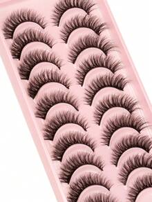 10 pares de pestañas postizas de ojo de gato, pestañas de ojo de zorro, pestañas falsas que alargan el extremo del ojo, pestañas falsas de visón, pestañas naturales, extensiones de pestañas cortas para maquillaje