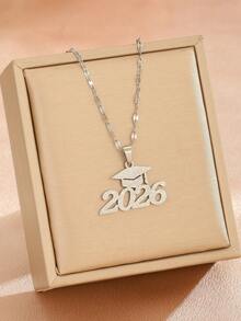 2026 Graduation Cap Necklace, Stainless Steel Material, Gold Sandblasted Finish, Suitable For Male And Female Graduates, Friends, Graduation Gift, Back To School Accessory - Multicolor - View 8