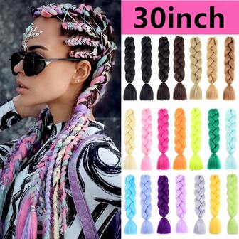 30inch Synthetic Braided Hair Extensions, 1 Pack 100g Ombre Braiding Hair, Braided Ponytail, Easy Styling, Cosplay, Photography - Suitable For All Races, Cosplay Wigs, Vibrant Wigs, Elastic Band, Photography Wigs, Fashion Enthusiasts