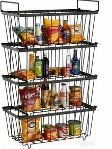 4 PCs /Set Freezer Organizer Bins - Large Stackable Deep,  Easy Get Bottom Foods Without Digging, Chest Freezer Organizer Prevent Frozen Food Waste, Black - màu đen - Xem 11