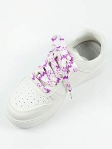 1 Pair Tie-Dye Basic Polyester Shoelaces, Suitable For Outdoor Wear All Seasons - White Purple - View 7
