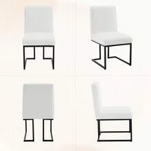 Chummaven Modern Kitchen Dining Chairs Set Of 2 Kitchen Dining Chair In Linen, High Back Design And Metal Legs Suitable For Restaurants And Kitchens, White - White - View 10