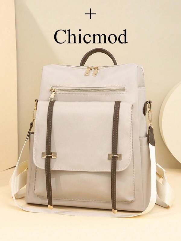 Mochila de nailon estilosa para mujeres, mochila minimalista con solapa cuadrada, mochila de estilo universitario de gran capacidad adecuada para compras, billetera, estudiante, mujer joven, estudiante universitaria, atuendo de negocios. Excelente para oficina, universidad, trabajo, negocios, traslados, actividades al aire libre, viajes y picnics