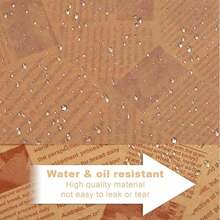 Top One-50pcs Of Cooked Food Wax Paper Suitable For Food Baskets And Plate Liners, 18 *18cm Old Newspaper Style Printing, Oil Resistant Cooked Food Paper Packaging, BreadHamburgers, French Fries, Sandwiches (Brown) - 50個棕色 - 查看 3