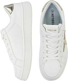 Niluber Star Sneakers For Women Low Top Cushioned White Gold Sliver Leopard Platform Sneakers Lace Up Red Glitter Platform Party ShoesChristmas - 銀色閃光 - 查看 11