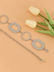 Women's Dress Belt With Silver Color & Red Pearl Floral Chain Decor - Zinc Alloy Western Cowgirl Collegiate Style - Bạc - Xem 2