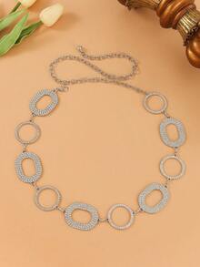 Women's Dress Belt With Silver Color & Red Pearl Floral Chain Decor - Zinc Alloy Western Cowgirl Collegiate Style - Bạc - Xem 3